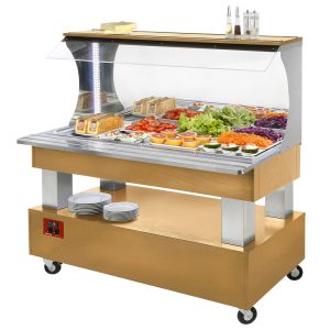 Buffet - Gekoelde saladebar aan de muur, 4x GN1/1-150 (Licht eikenhout)