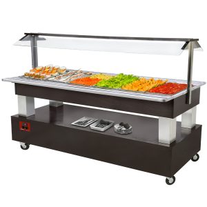 Buffet - Gekoelde saladebar, 6x GN1/1-150 (Wengé hout)