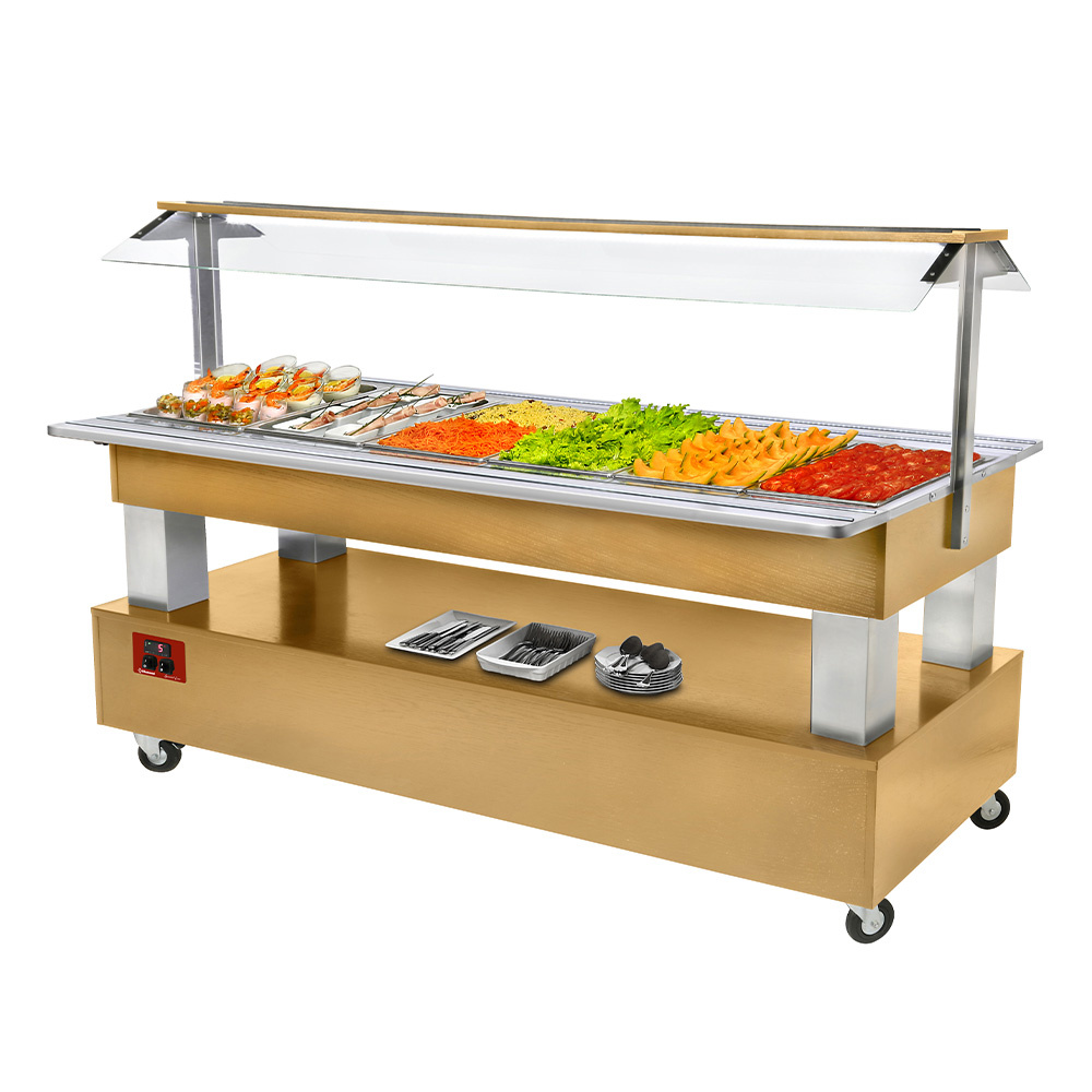 Buffet - Gekoelde saladebar, 6x GN1/1-150 (Licht eikenhout)