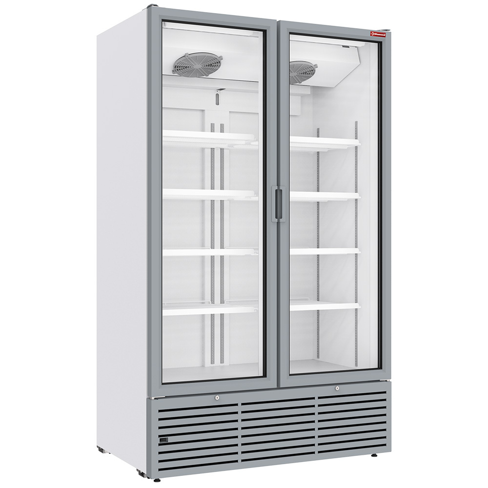 Positieve koelvitrine 1142 liter, 2 scharnierende deuren - WIT