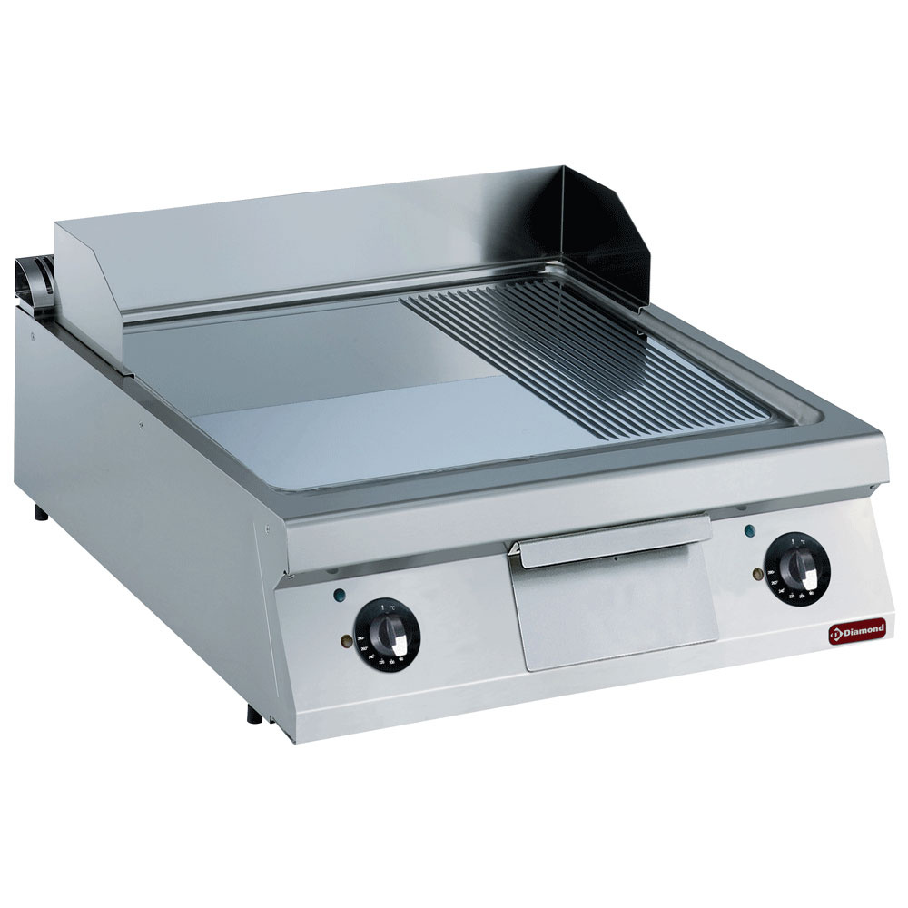 Elektrische kookplaat, 2/3 vlak en 1/3 geribbeld, hard verchroomd -TOP-