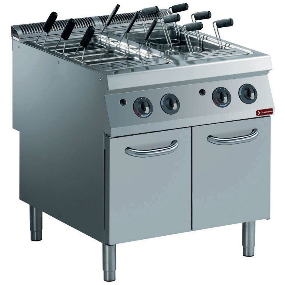 Gas pastakoker, 2 bakken GN 1/1, op kast (zonder manden)