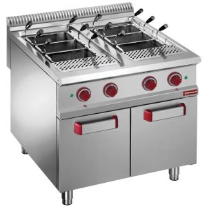 Gas pastakoker, 2 tanks 40 liter, op gesloten kast (zonder manden)