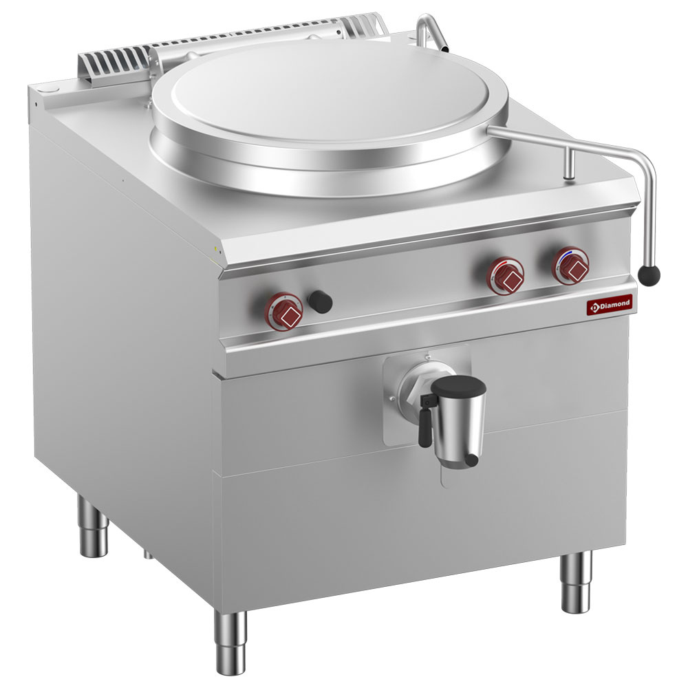 Gaskookpan, 100 liter tank, directe verwarming, op kast