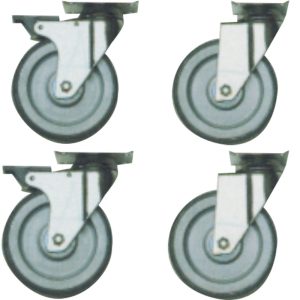 Set van 4 wielen, waarvan 2 met rem