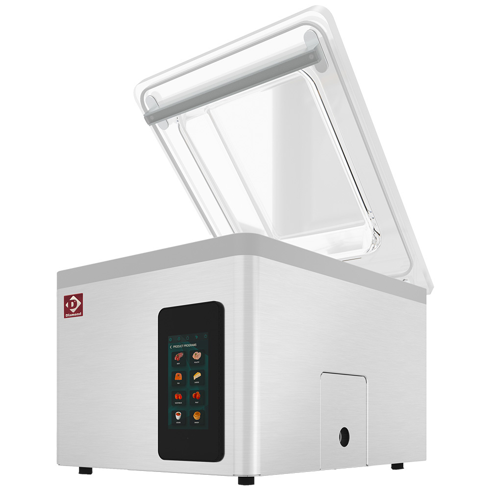 Vacuümmachine, roestvrijstalen tank 460x420xh180 mm. 21 m3/u TOUCH-scherm