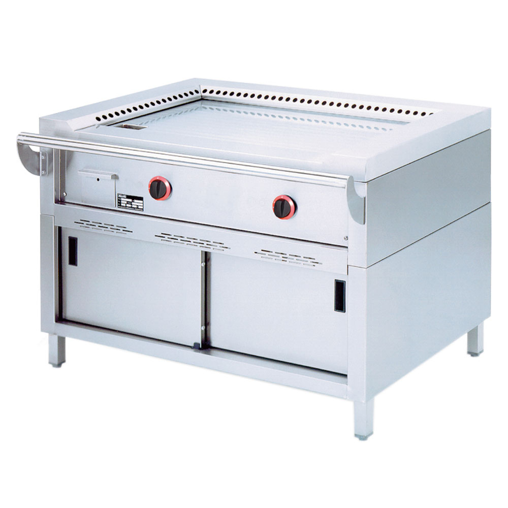 Gas "Teppanyaki" plaat, 2 zones (2x 7 kW), op kast