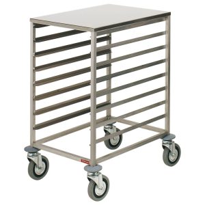 RVS plaatladder, 8x 600x400 mm, 75 mm ruimte, RVS bovenblad