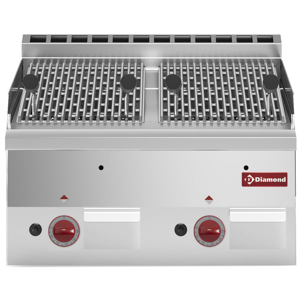 Lavasteen gasgrill met gietijzeren grillrooster -Boven-