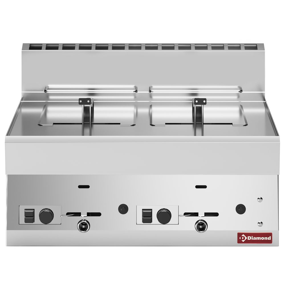 Gas frituurpan met 2 tanks van 8 liter -Boven-