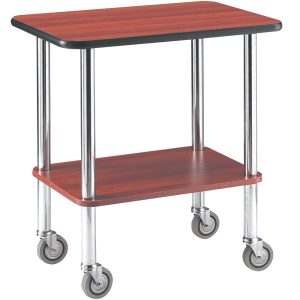 Trolleytafel, verchroomde poten, 2 niveaus, "berken"