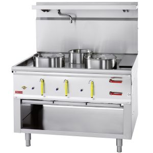 Wokfornuis 3 branders met watergordijn