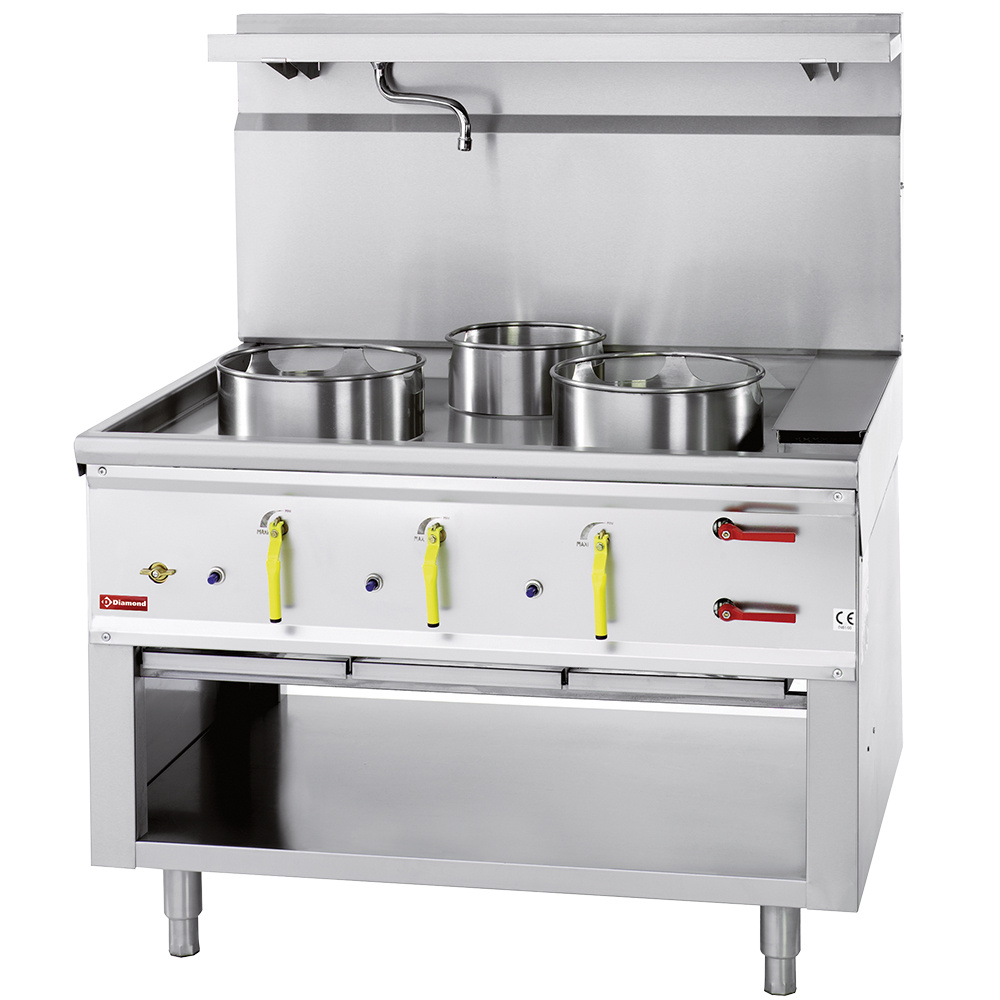 Wokfornuis 3 branders met watergordijn