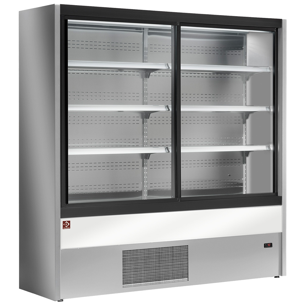 Geventileerde koelwandkast met glazen schuifdeuren - GRIJS/WIT