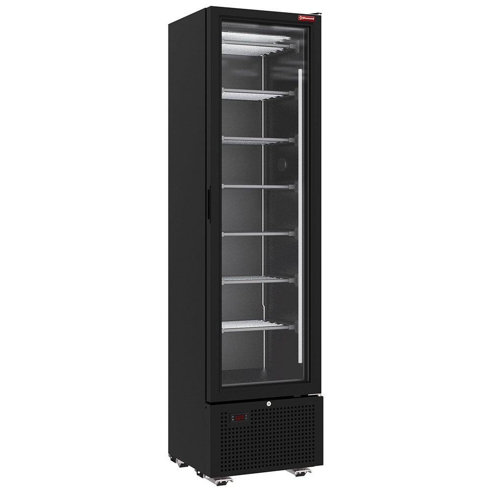 Negatieve koelvitrine 221 liter - 7 vaste niveaus - ZWART