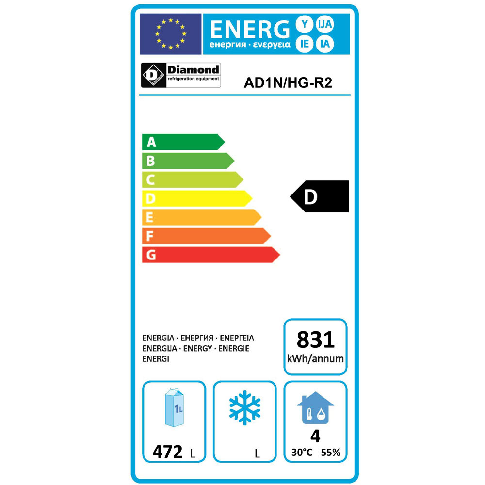 Geventileerde koelkast 700 liter, 1 glazen deur GN 2/1 - Afbeelding 2