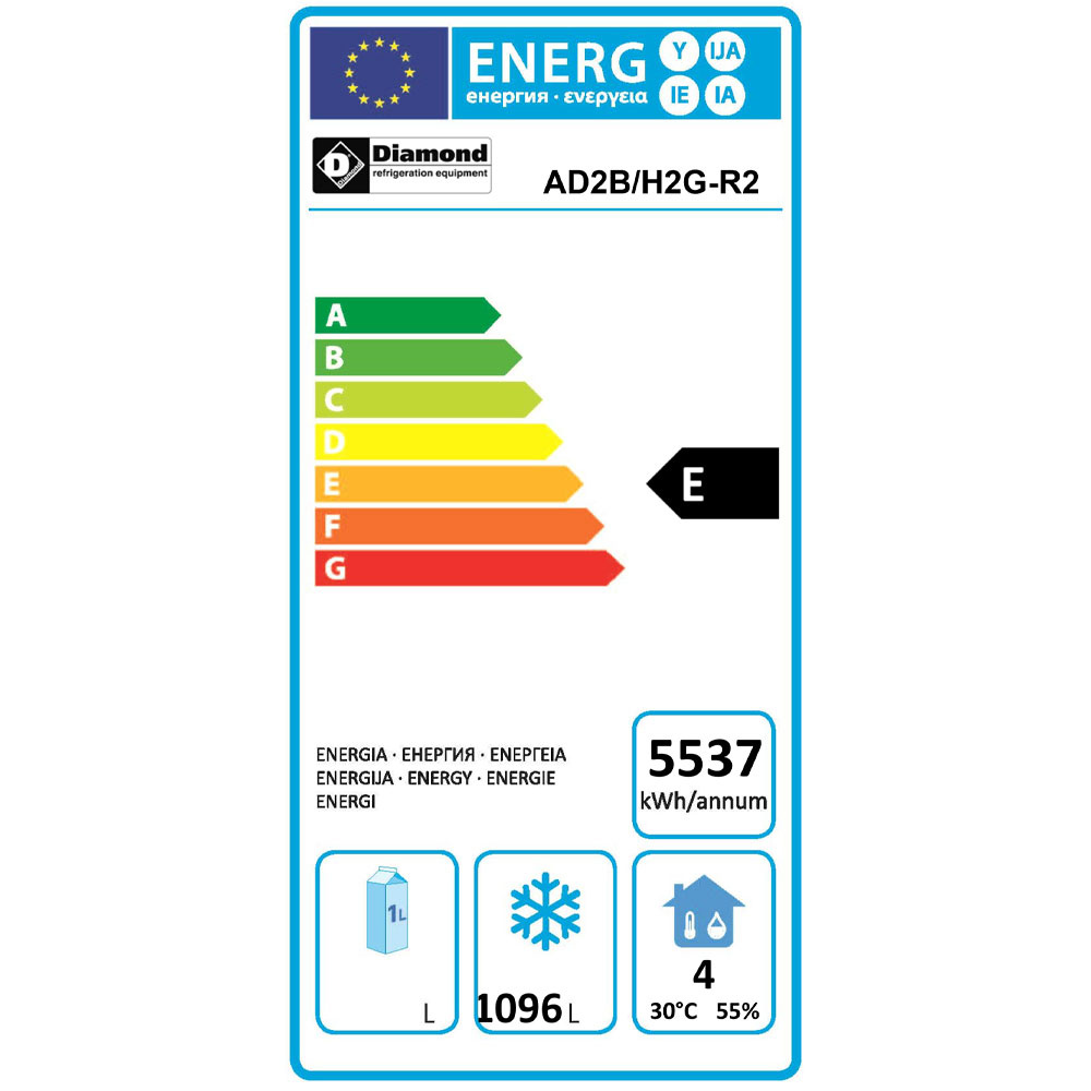 Geventileerde vriezer 1400 liter, 2 glazen deuren GN 2/1 - Afbeelding 2