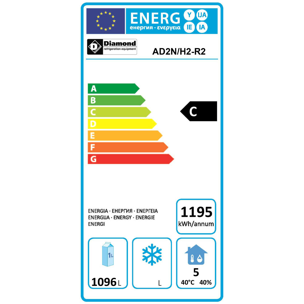 Geventileerde koelkast 1400 liter, 2 deuren GN 2/1 - Afbeelding 2