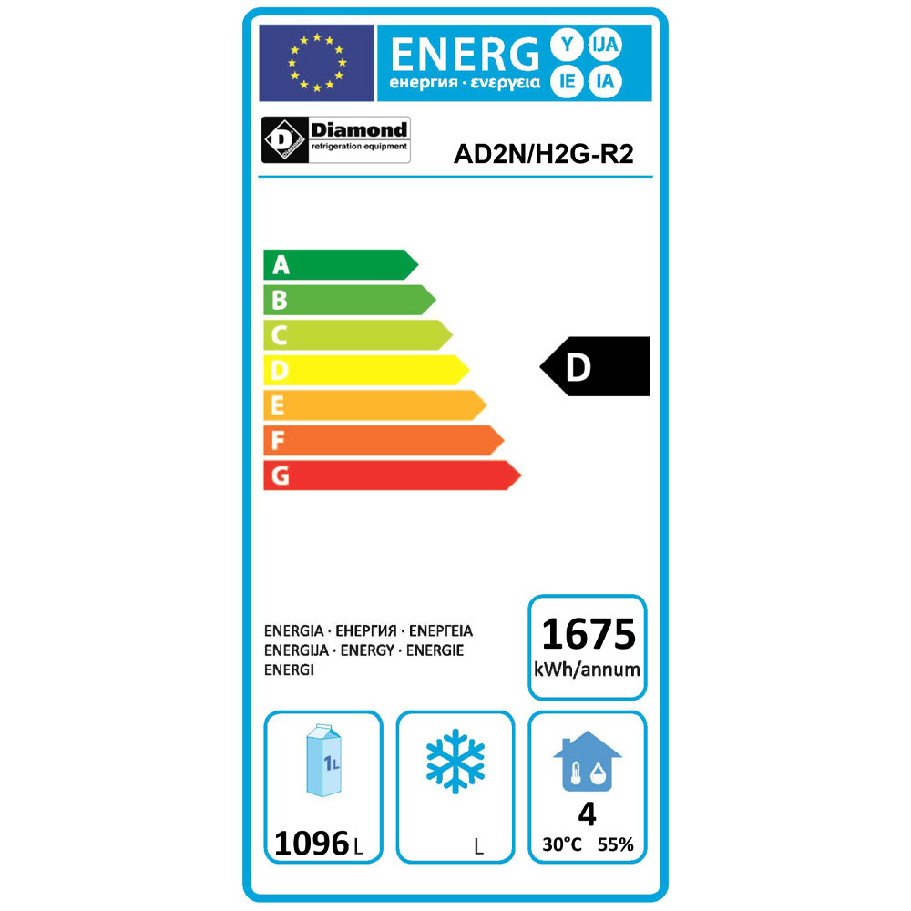Geventileerde koelkast 1400 liter, 2 glazen deuren GN 2/1 - Afbeelding 2