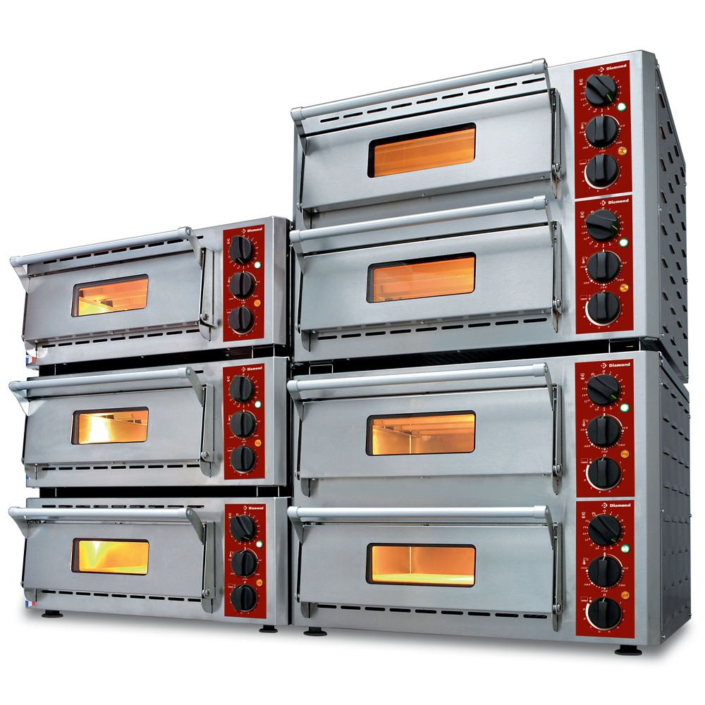 Elektrische pizzaoven, 2 kamers (3 +3 kW), 430x430xh100 mm - Afbeelding 2