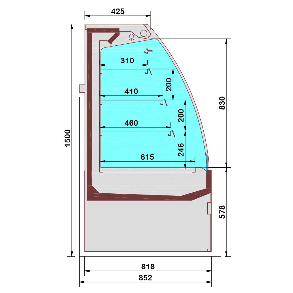 Halfwandige koelcel, zelfbediening, open, met gordijn - VOLLEDIG ZWART - Afbeelding 2