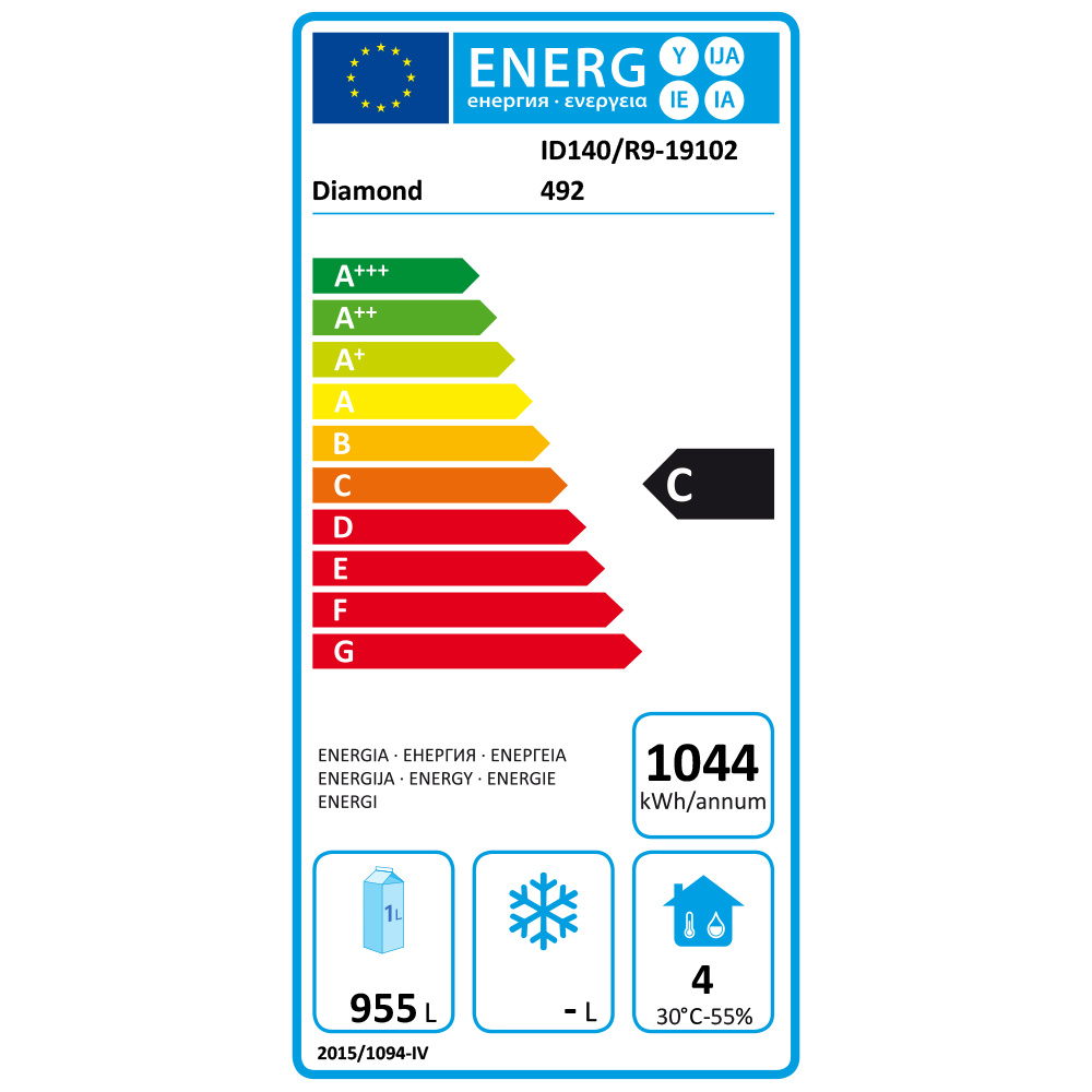 Geventileerde koelkast 1400 liter 2 deuren GN 2/1, op wielen - Afbeelding 2
