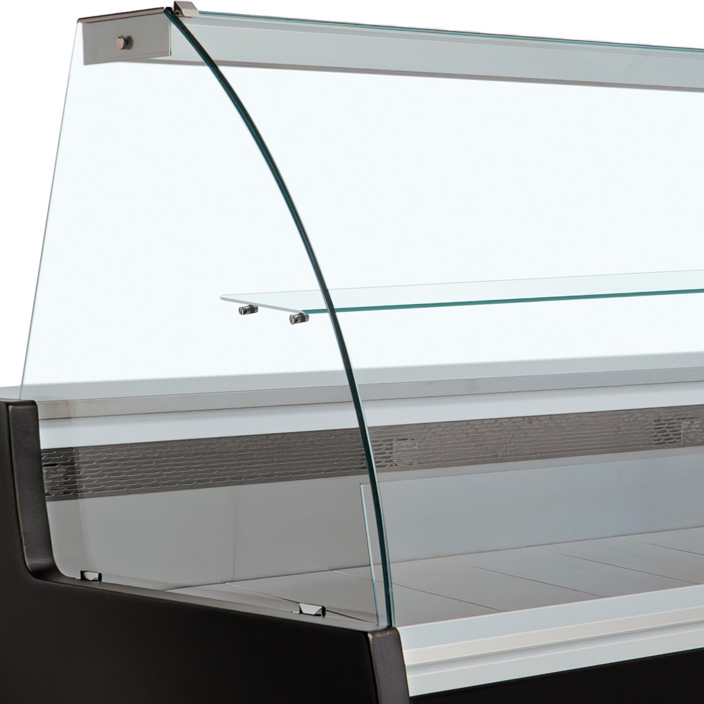 Gekoelde toonbank gebogen glas, geventileerd, met reserve - ZWART - Afbeelding 2