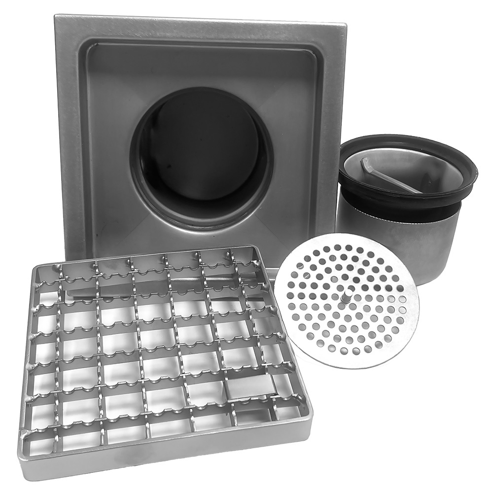 RVS vloerafvoergoot 400x400, zijdelingse afvoer - Afbeelding 4