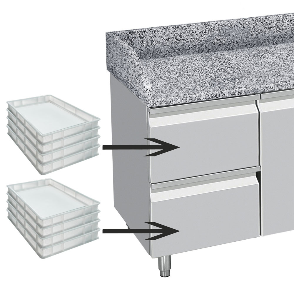 Gekoelde tafels 2 deuren 600x400, 2 neutrale laden (8x dienbladen 600x400) + besteklade - Afbeelding 4