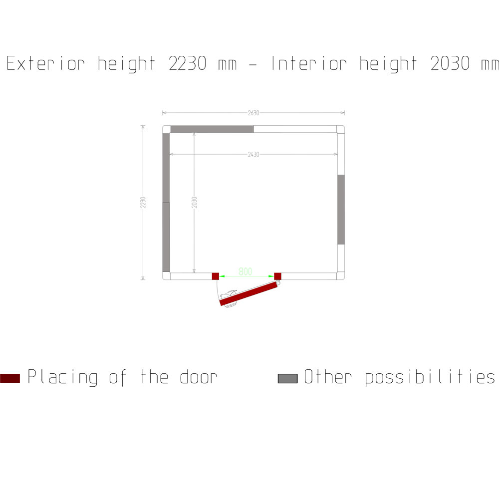Ruimte ISO 100, int. afm. 2430 x 2030 xh 2030 mm (10,01 m³) - Afbeelding 5