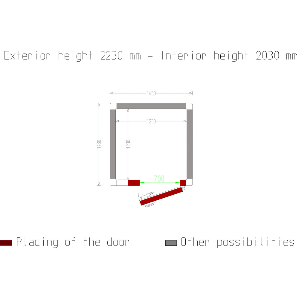Ruimte ISO 100, int. afm. 1230 x 1230 xh 2030 mm (3,07 m³) - Afbeelding 5