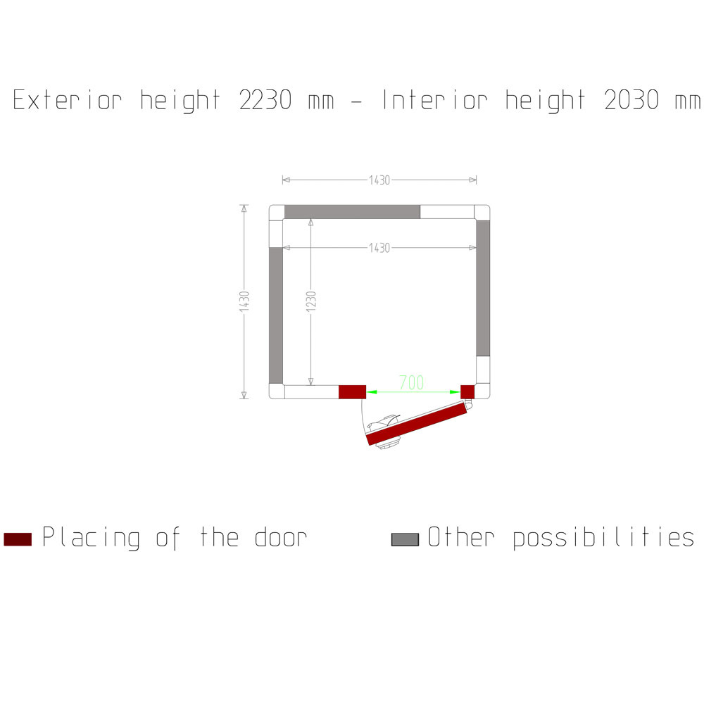 Kamer ISO 100, int. afm. 1430 x 1230 xh 2030 mm (3,57 m³) - Afbeelding 5