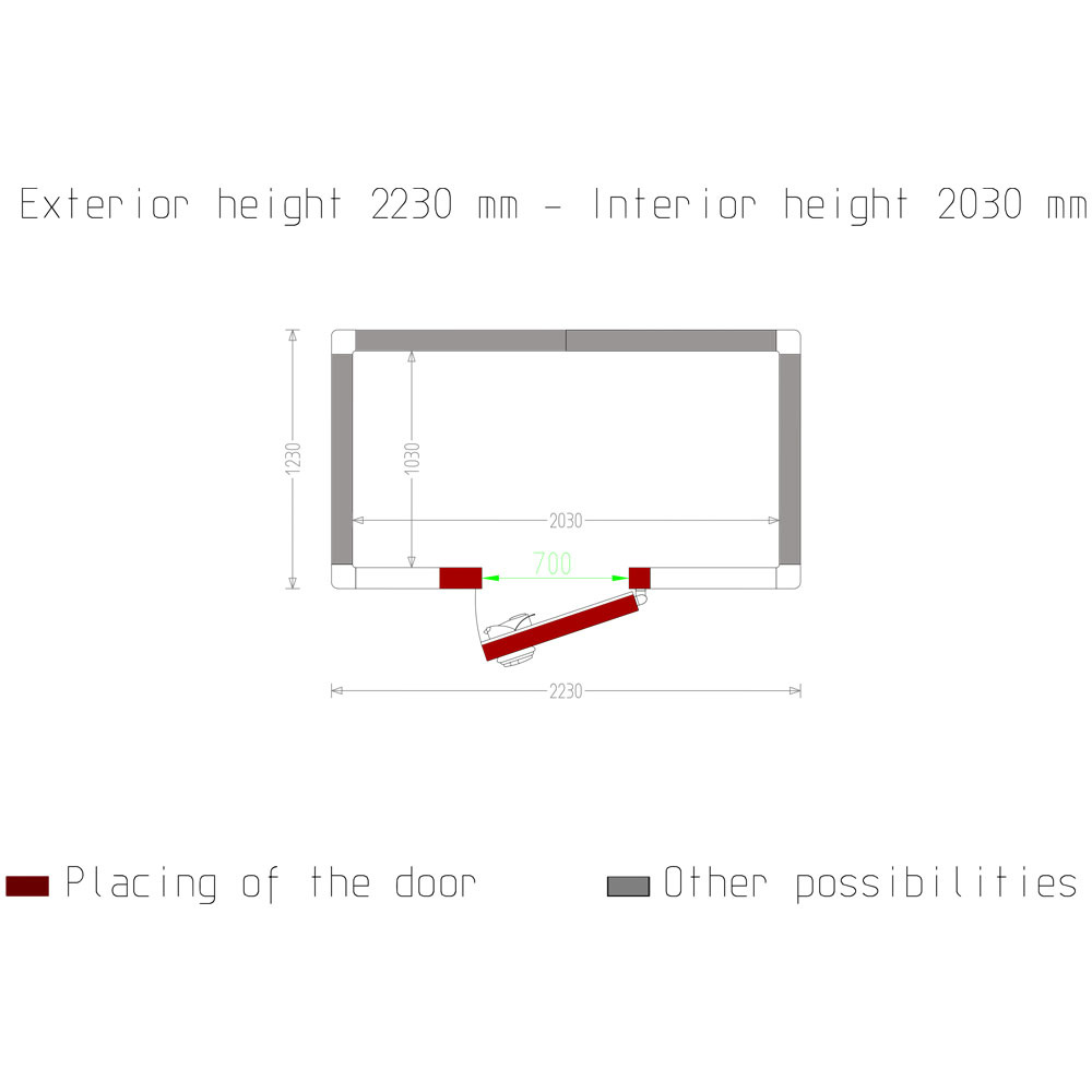 Kamer ISO 100, int. afm. 2030 x 1030 xh 2030 mm (4,24 m³) - Afbeelding 5