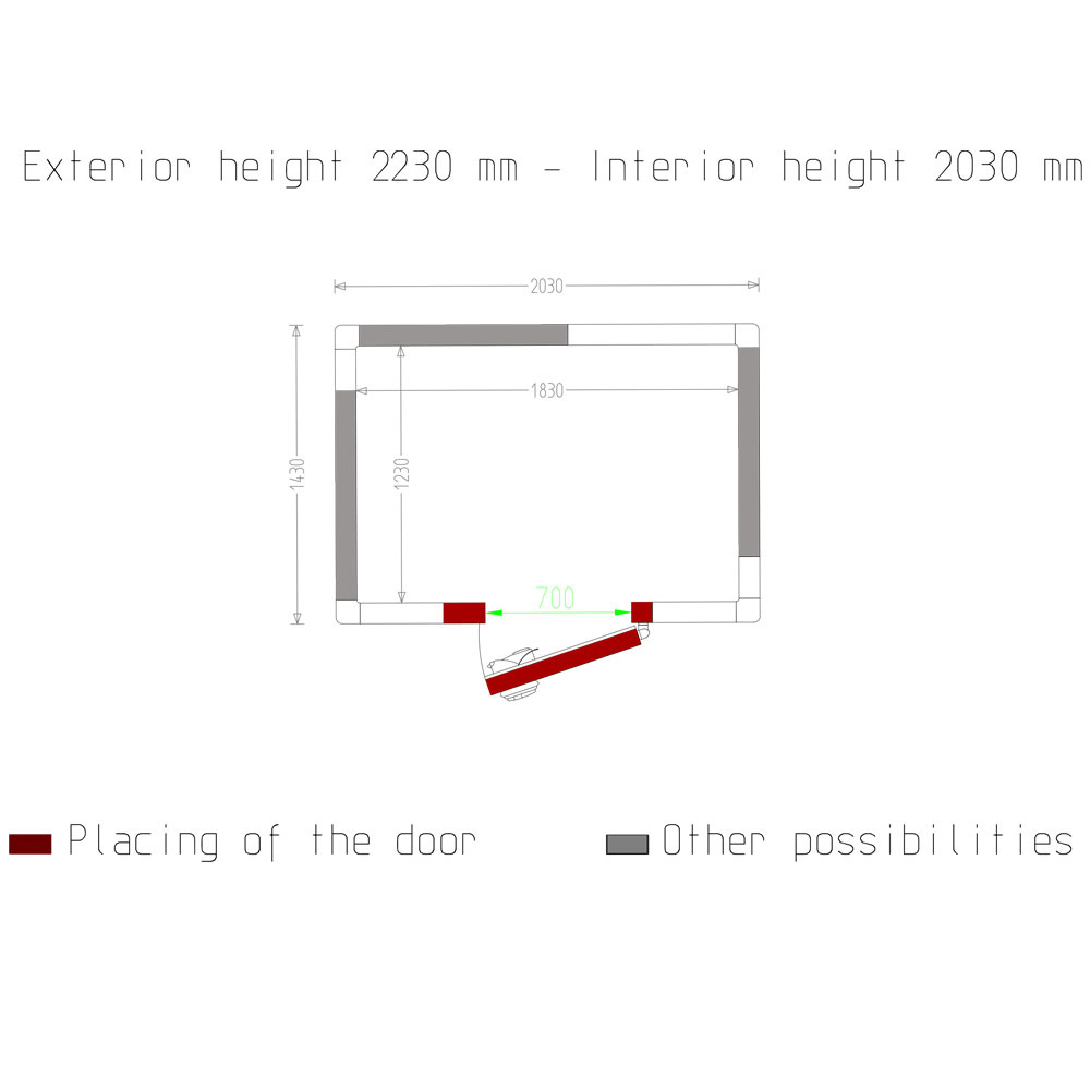 Kamer ISO 100, int. afm. 1830 x 1230 xh 2030 mm (4,57 m³) - Afbeelding 5