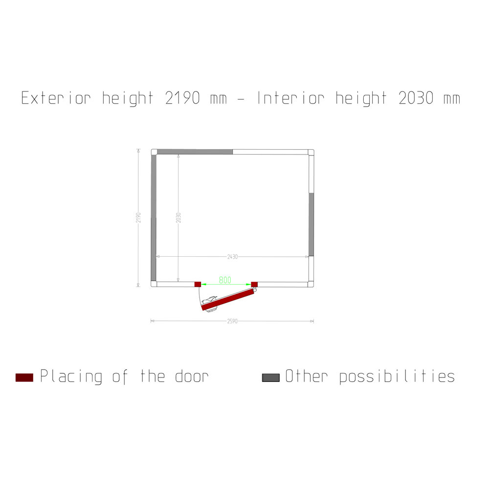 Kamer ISO 80, int. afm. 2430 x 2030 xh 2030 mm (10,01 m³) - Afbeelding 5