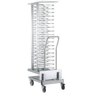 Wagen en afneembare lader, voor 54 borden (ø 300mm), oven 20x GN 1/1 (ruimte 74 mm)