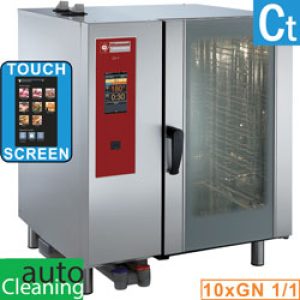 Gasoven "TOUCH" directe stoom en convectie 10x GN 1/1+Reiniging
