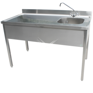 Rvs cheftafel zonder bodemschap 1000x700x900 mm (spoelbak rechts + rand)