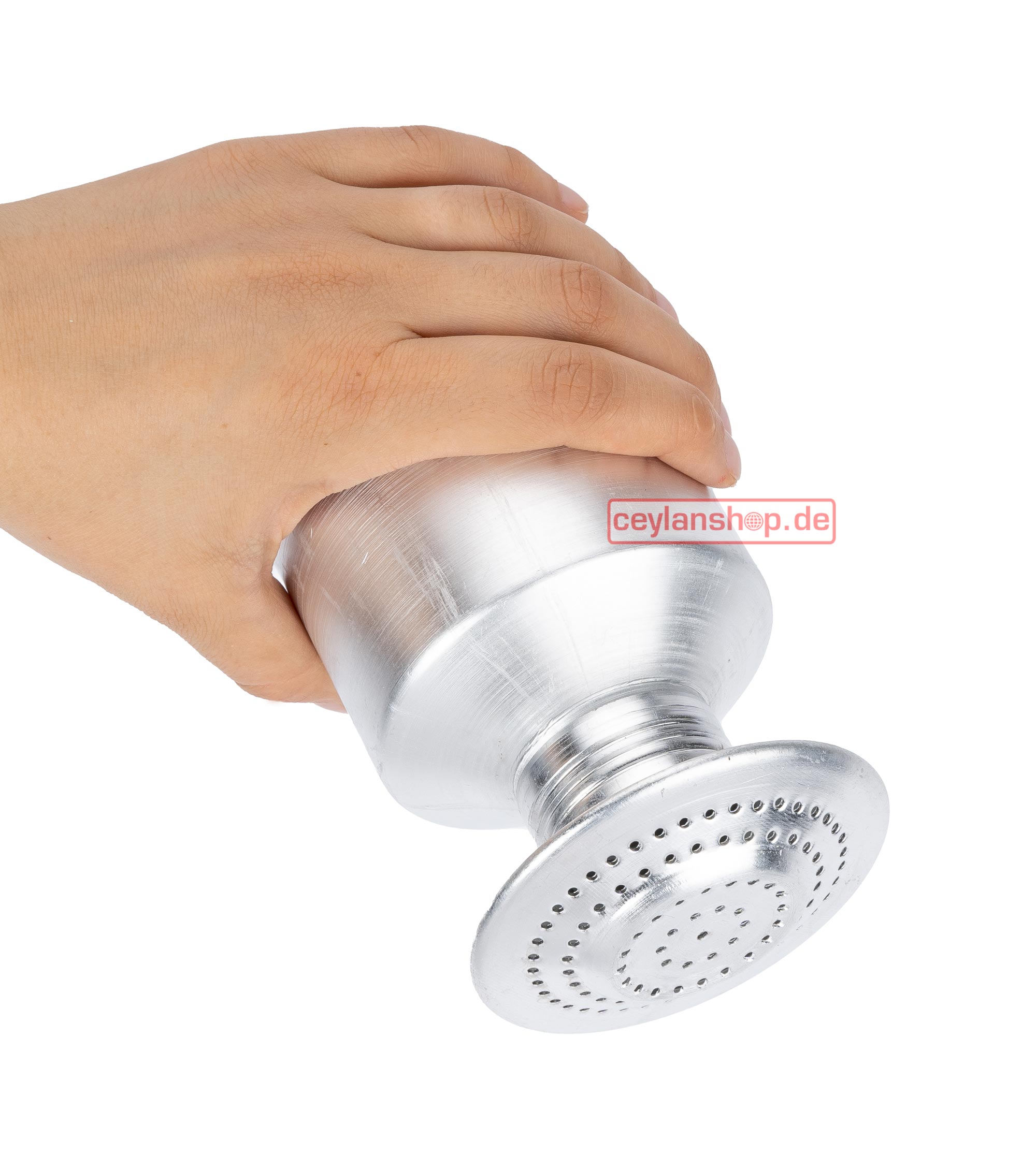 Zoutstrooier van aluminium voor friet, 8x19 cm