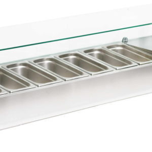 Koelvitrine 2 m met glazen deksel 10 x GN 1/4