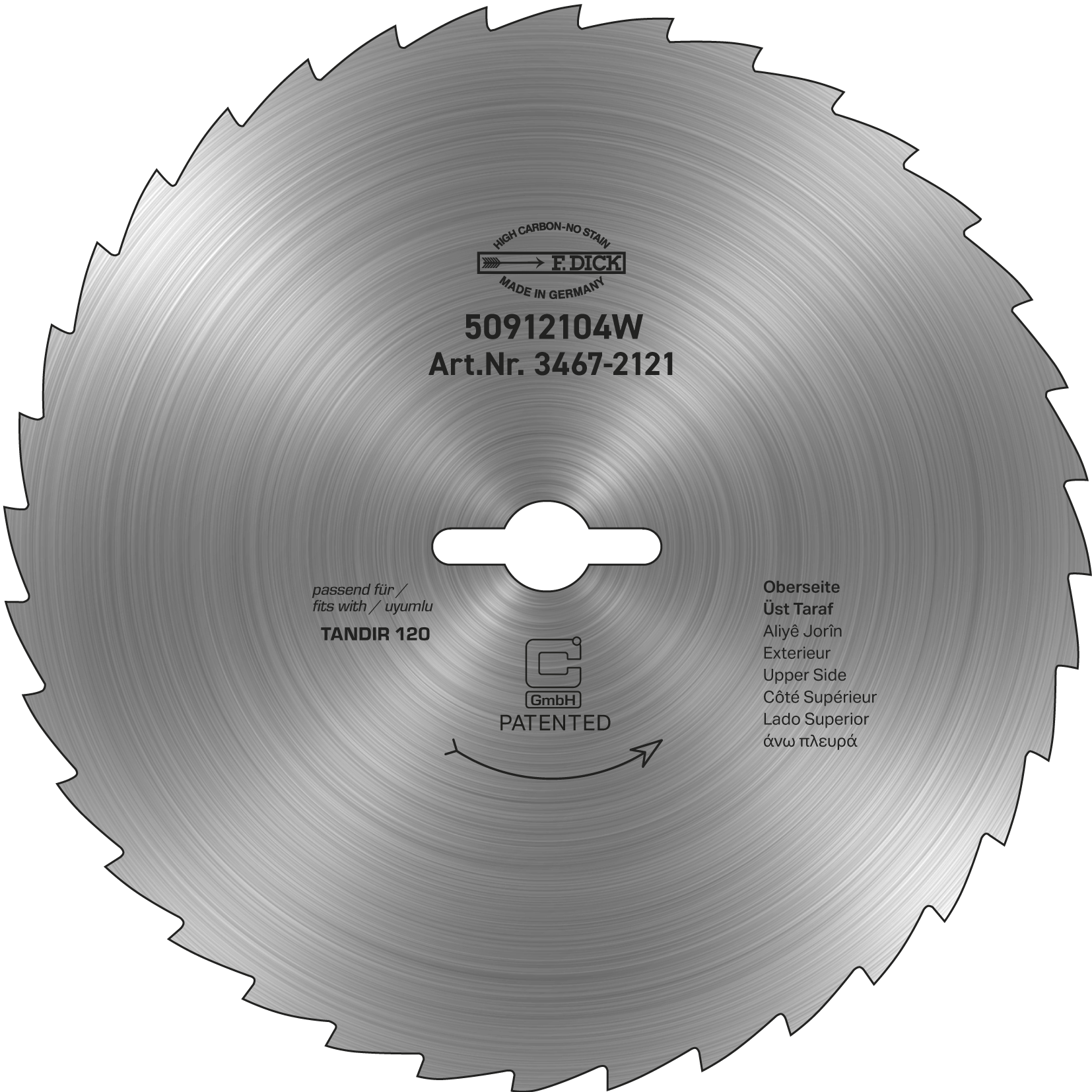 Circulair mes voor döner-/gyrosmessen F.Dick Tandir Ø 120mm - gekarteld - PREMIUM