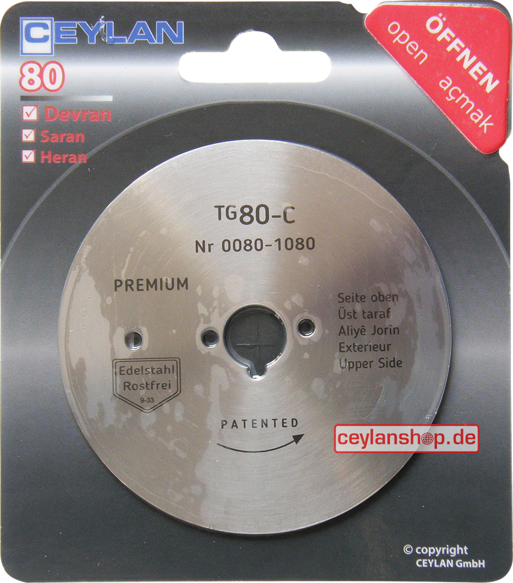 Circulair mes voor döner-/gyro-messen Heran/Devran/Saran Ø 80 mm – PREMIUM - Afbeelding 2