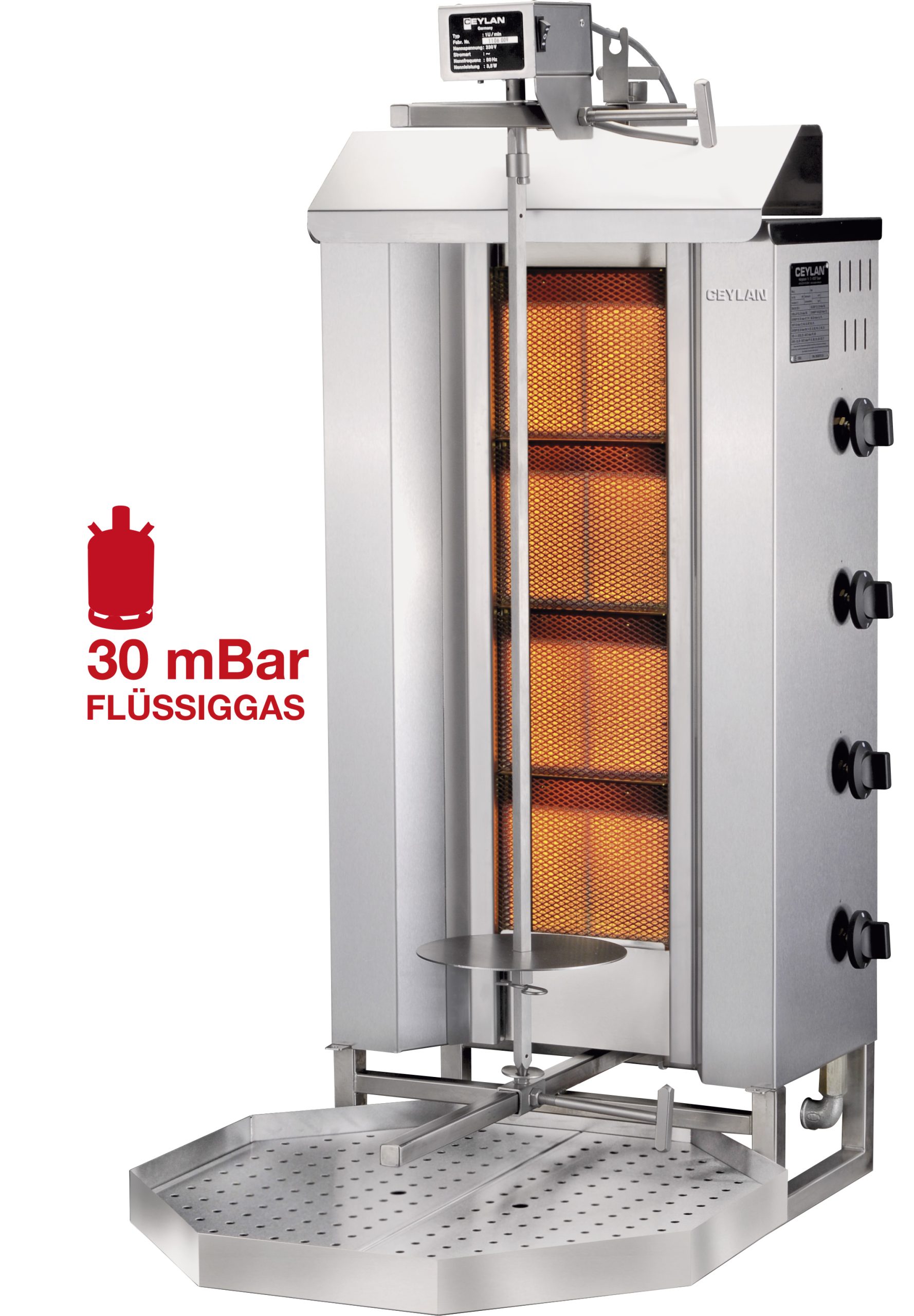 CEYLAN kebabgrill GO-D4 – propaan 30 mbar