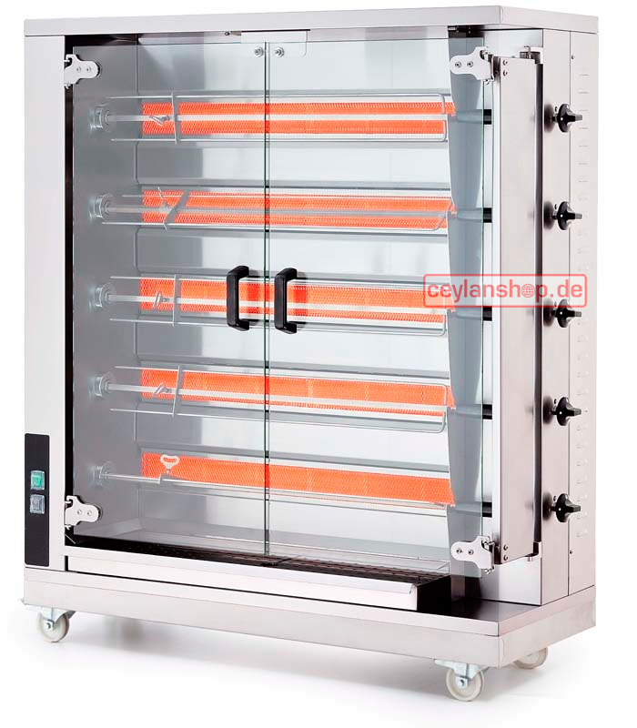 CEYLAN Gas Kippengrill met 5 Spits voor 25 Kippen - 20 mbar - 115 x 47,2 x 134,4 cm