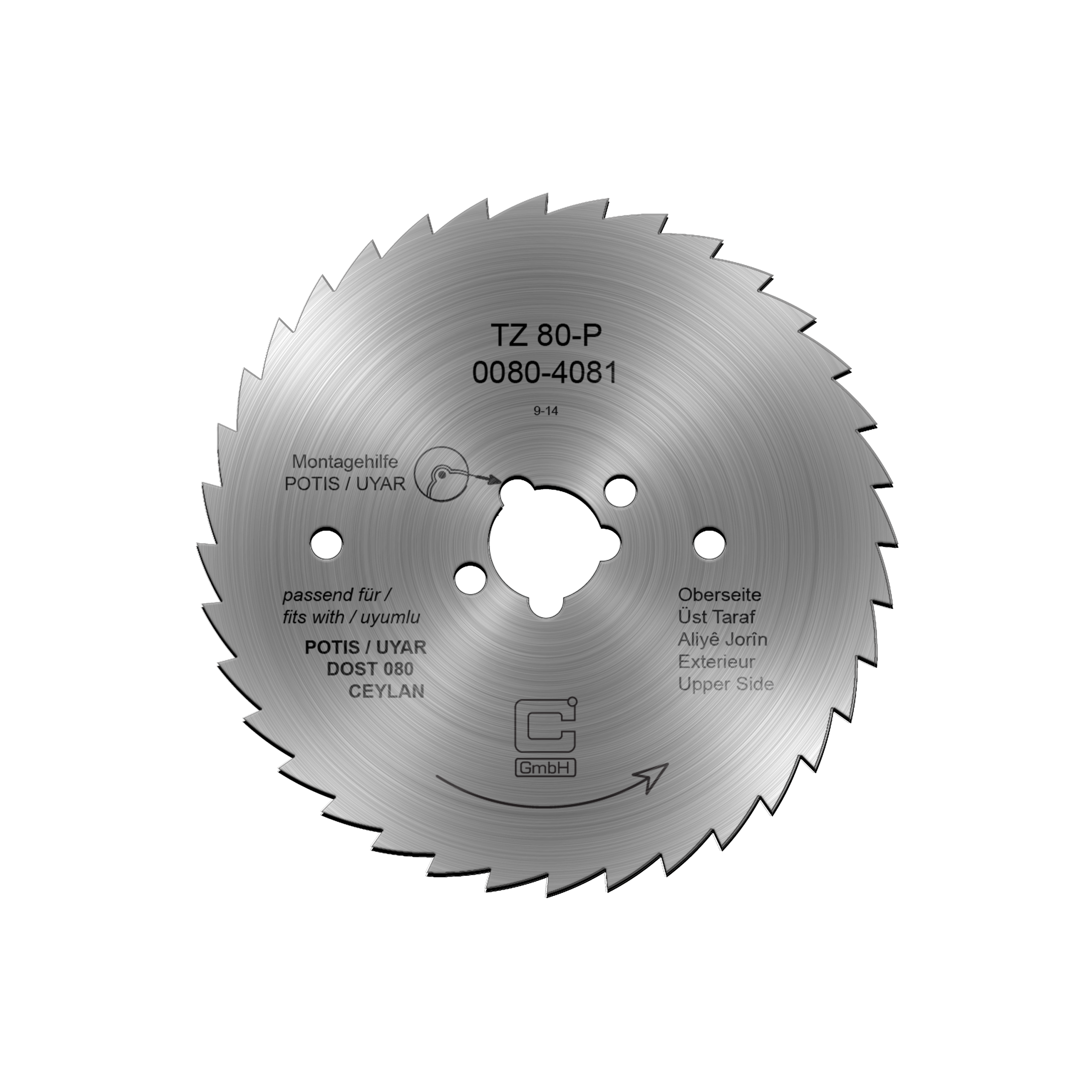 Circulair mes voor döner-/gyrosmessen Ceylan/Potis/Dost Ø 80mm - gekarteld - PREMIUM