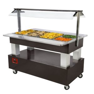 Verwarmende/bain-marie saladebar, 4x GN1/1-150 (wengé hout)