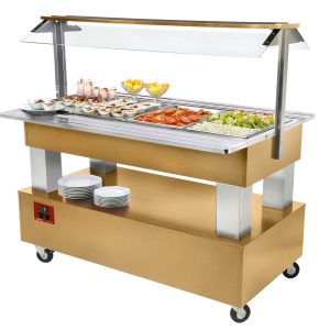 Buffet - Gekoelde saladebar, 4x GN1/1-150 (Licht eikenhout)