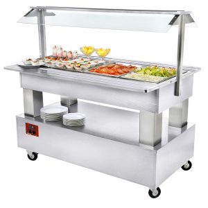 Buffet - Gekoelde saladebar, 4x GN1/1-150 (wit hout)