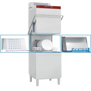 Afzuigkap vaatwasser, korf 600x500 mm + Waterontharder continu + condensor-recuperator van de stoom