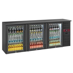 Flessenkoeler 3 glazen deuren, 500 liter, verstelbare poten